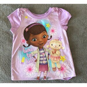Disney Doc McStuffins Toddler Girls Pajama Top 3T Lavender Short Sleeve Here To
